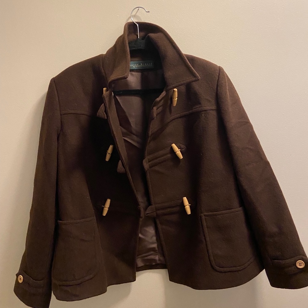 Womens brown heavy harve Bernard coat jacket sz M